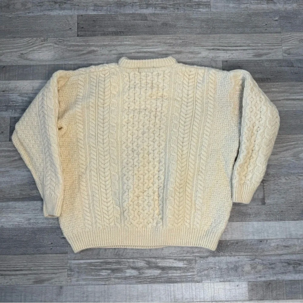 Rue Saint Patrick 100% Wool Ivory Cable Knit Mens Sweater Size XXL Ireland - Picture 5 of 5